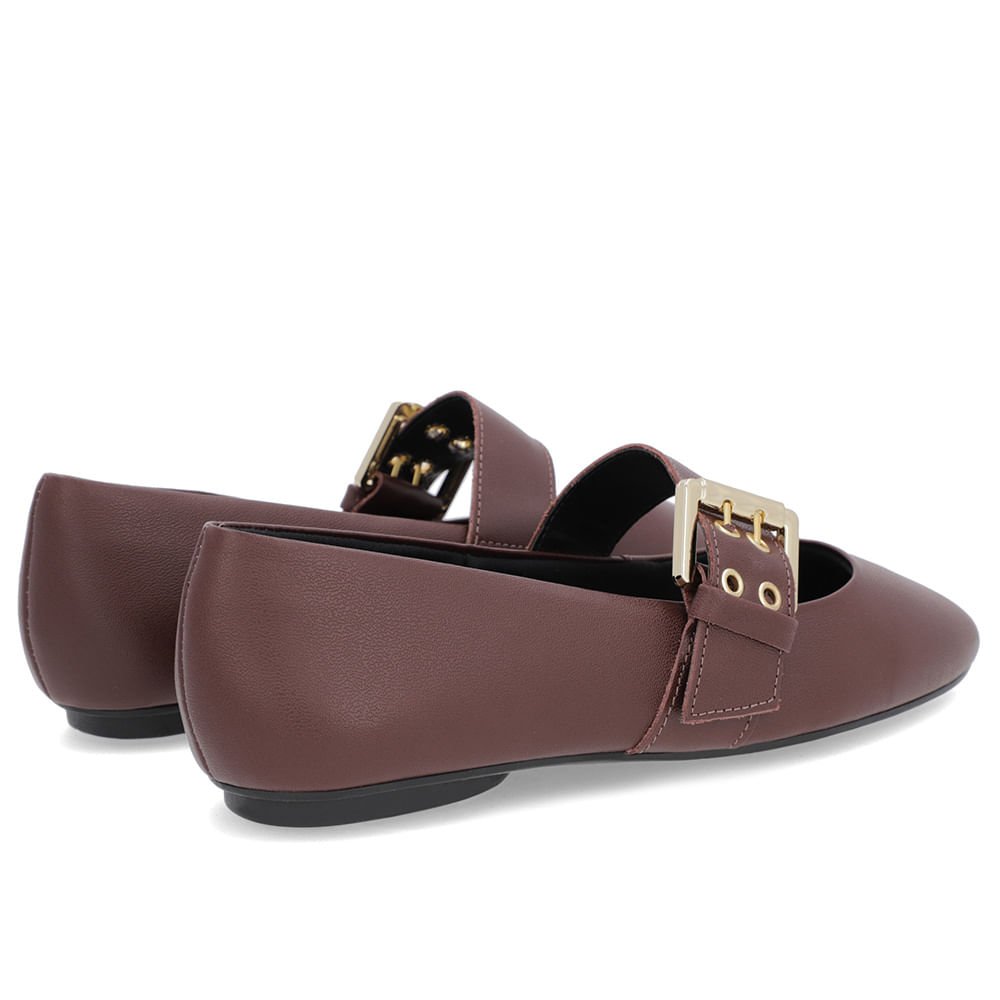 Sapatilha Marrom Couro Tira Fivela Marrom 3