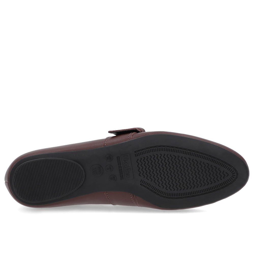 Sapatilha Marrom Couro Tira Fivela Marrom 5