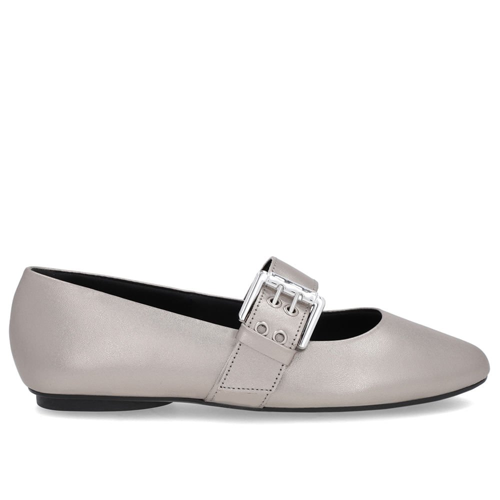 Sapatilha Aço Couro Tira Fivela