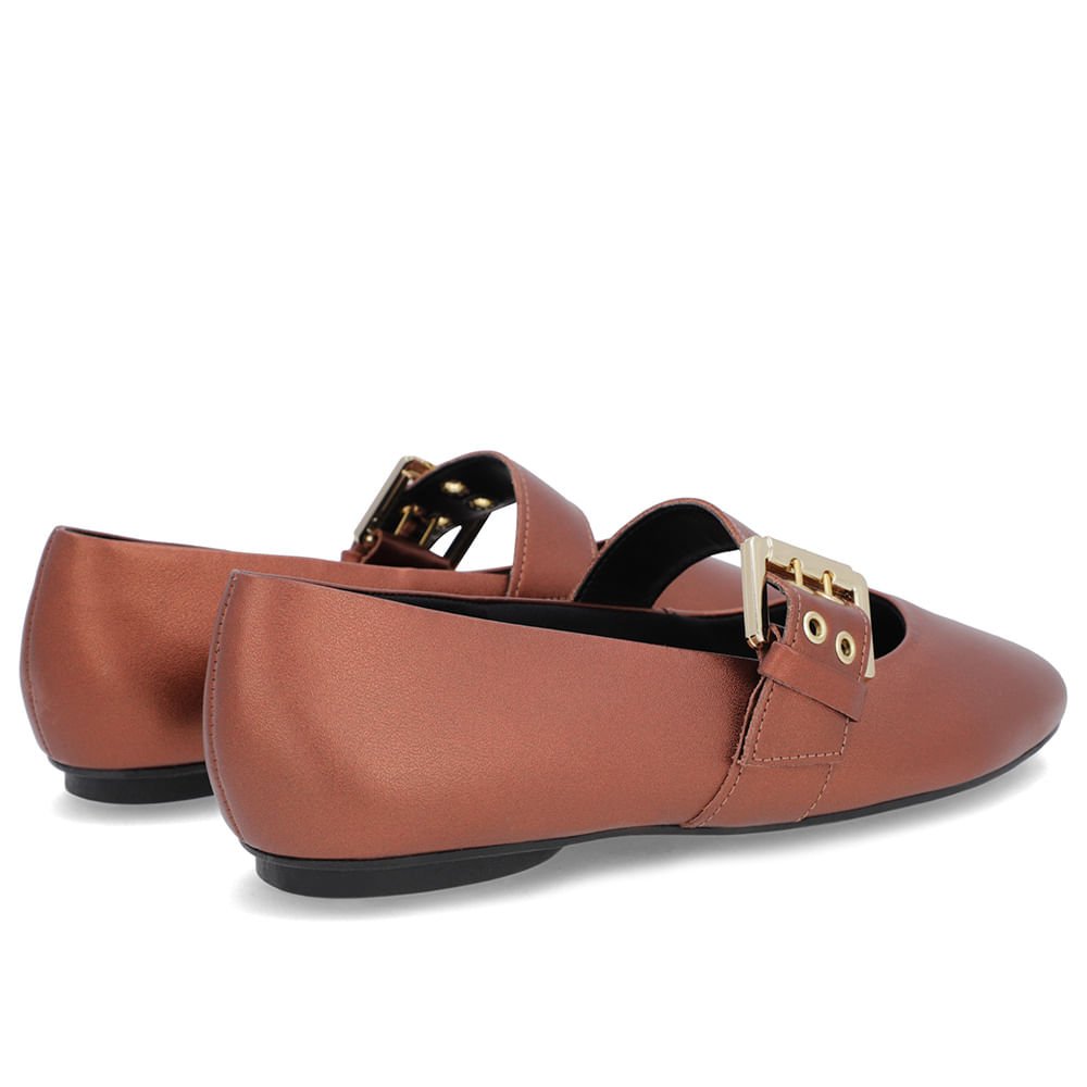 Sapatilha Cobre Couro Tira Fivela Cobre 3