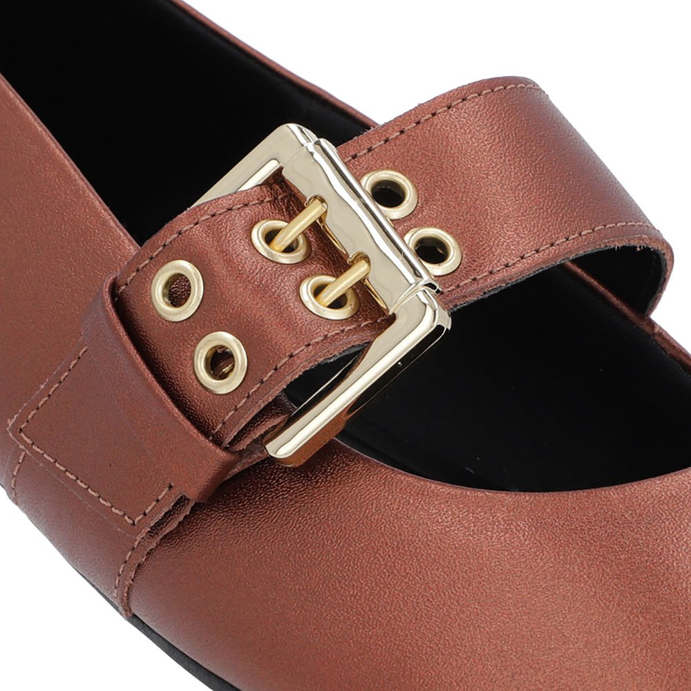 Sapatilha Cobre Couro Tira Fivela Cobre 4