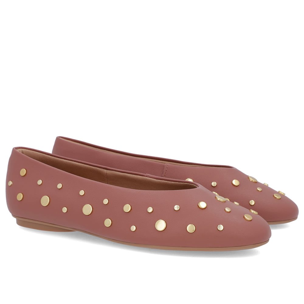 Sapatilha Rosa Couro Rebite Rosa 2