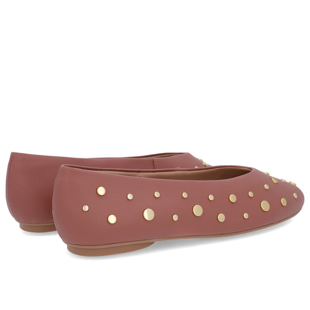 Sapatilha Rosa Couro Rebite Rosa 3