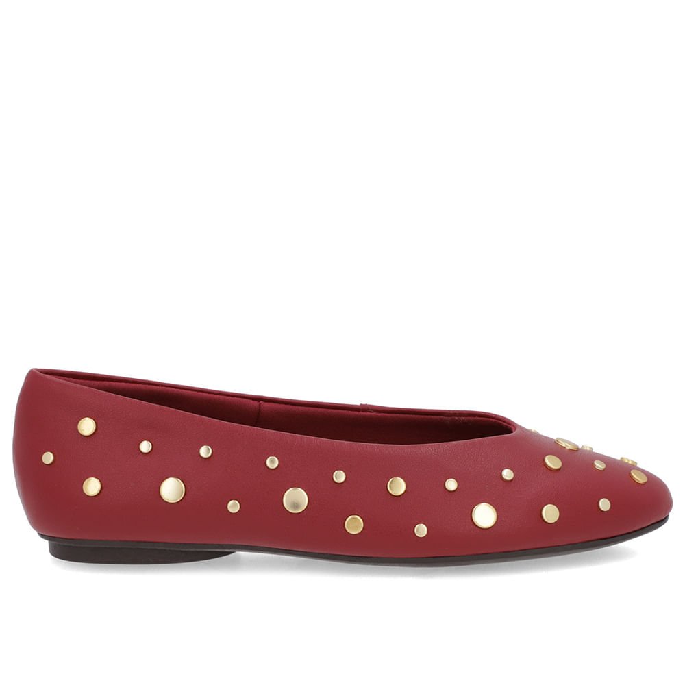 Sapatilha Vermelha Couro Rebite