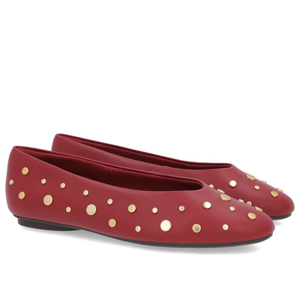 Sapatilha Vermelha Couro Rebite Vermelho 2