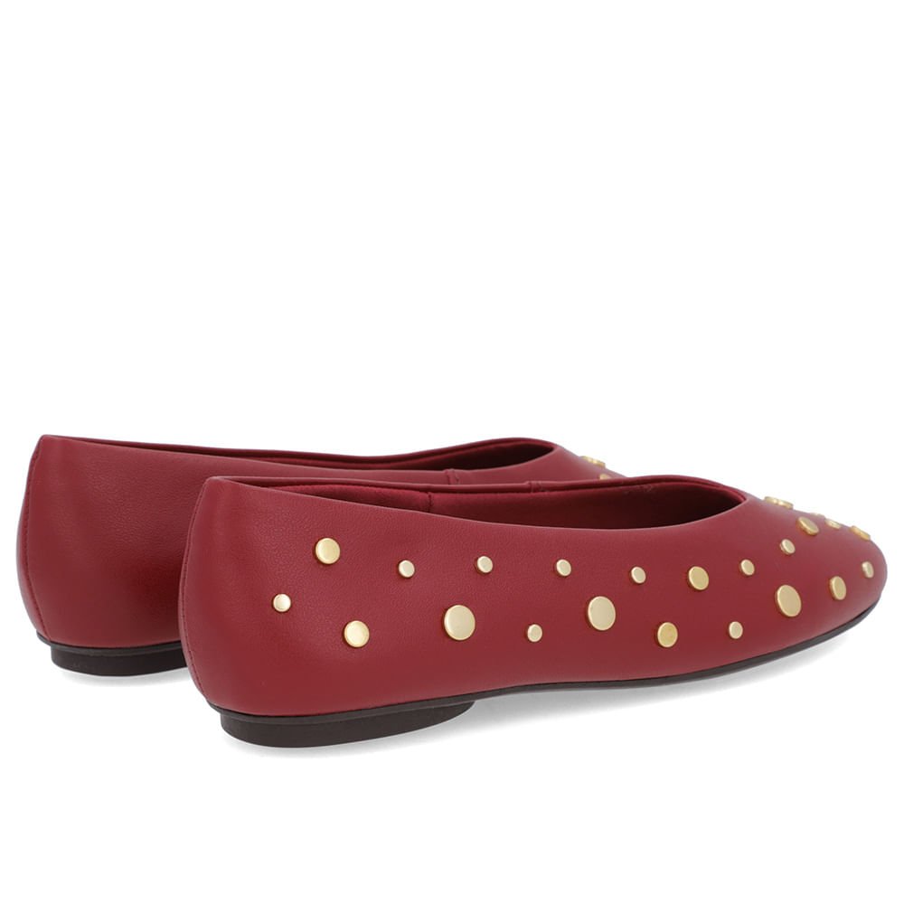 Sapatilha Vermelha Couro Rebite Vermelho 3