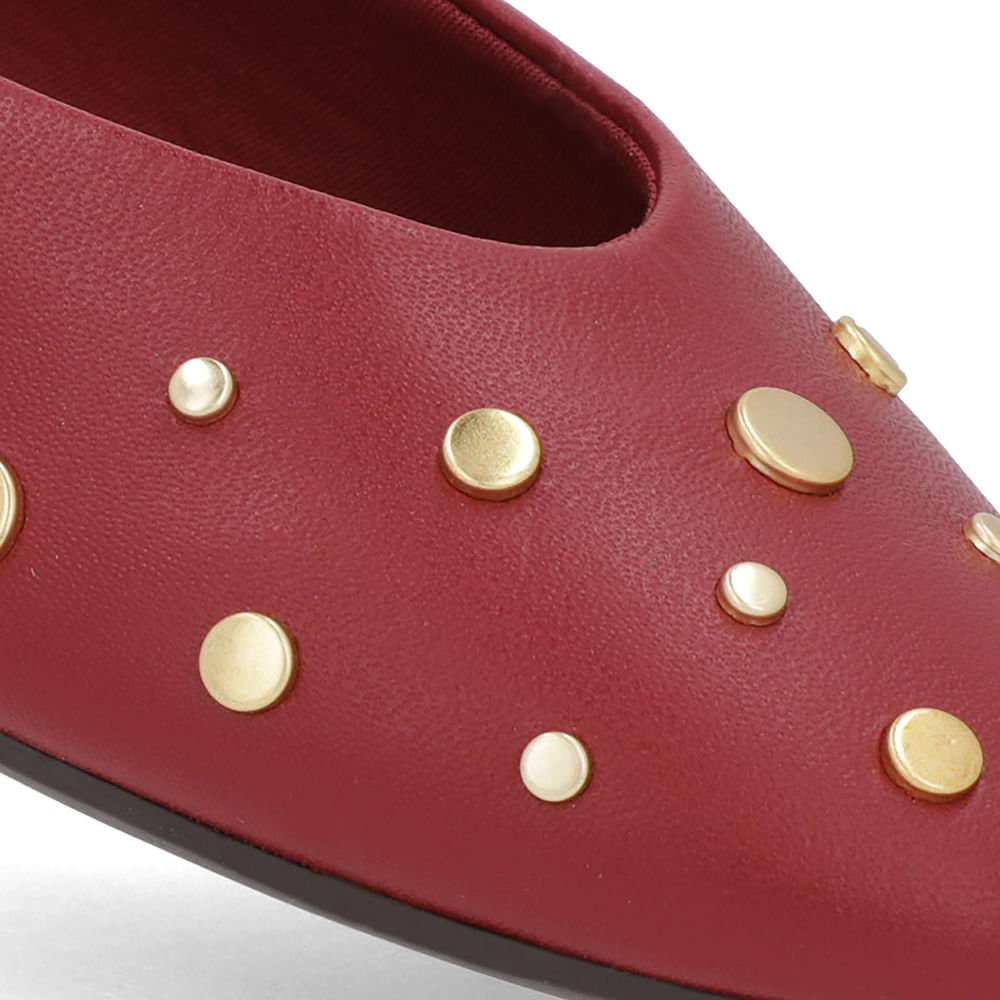 Sapatilha Vermelha Couro Rebite Vermelho 4