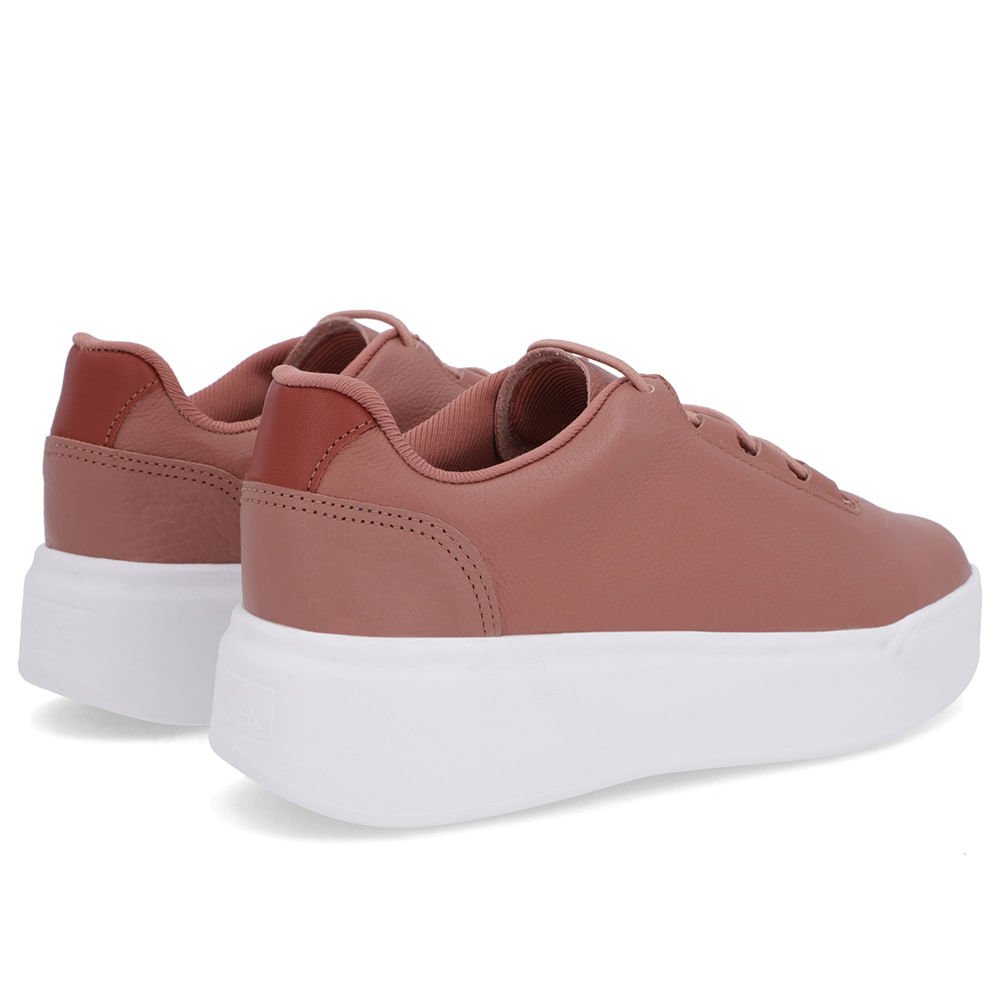 Tênis Rosa Couro Sola Alta Cadarço Elástico Rosa 3