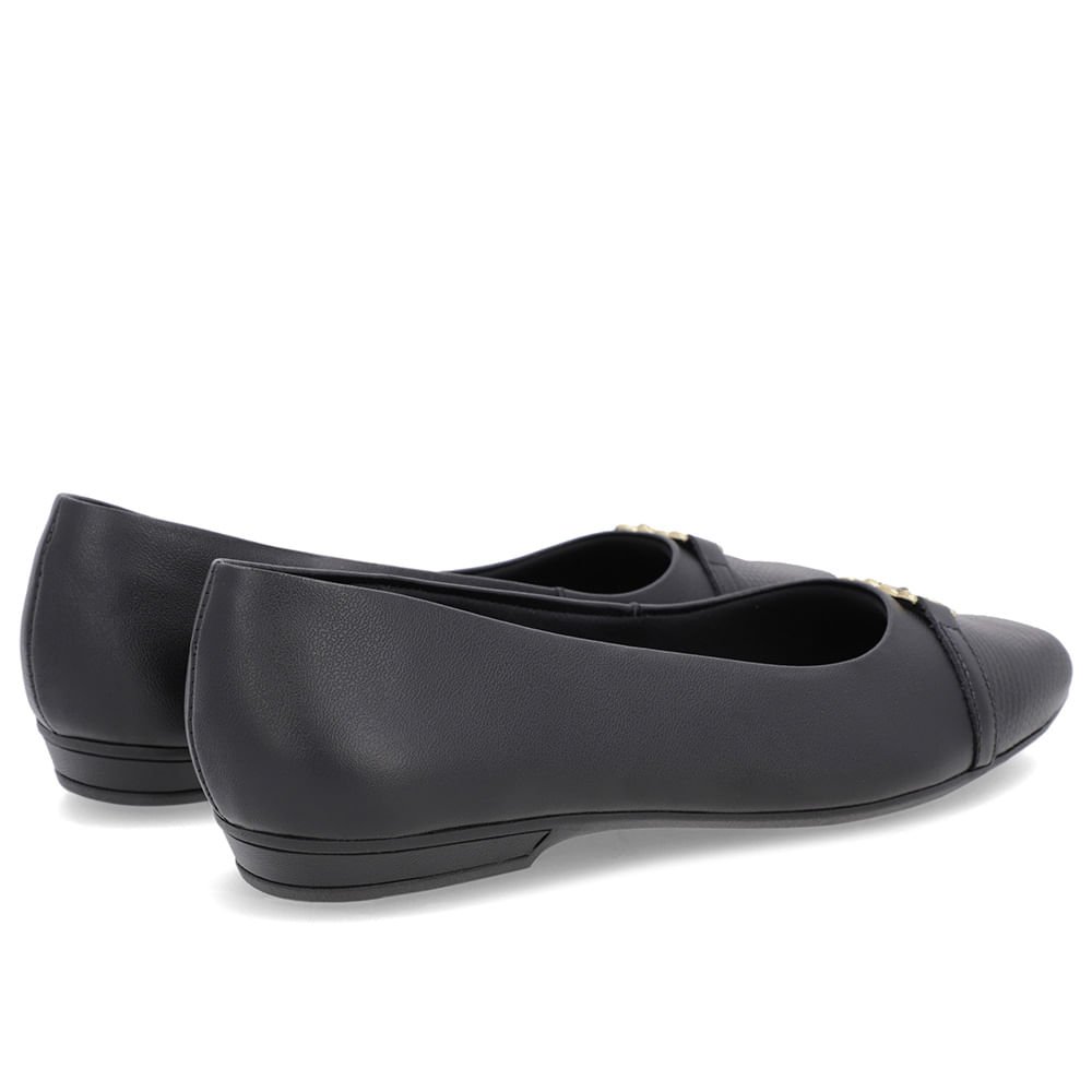 Sapatilha Preta Couro Bico Preto Preto 3