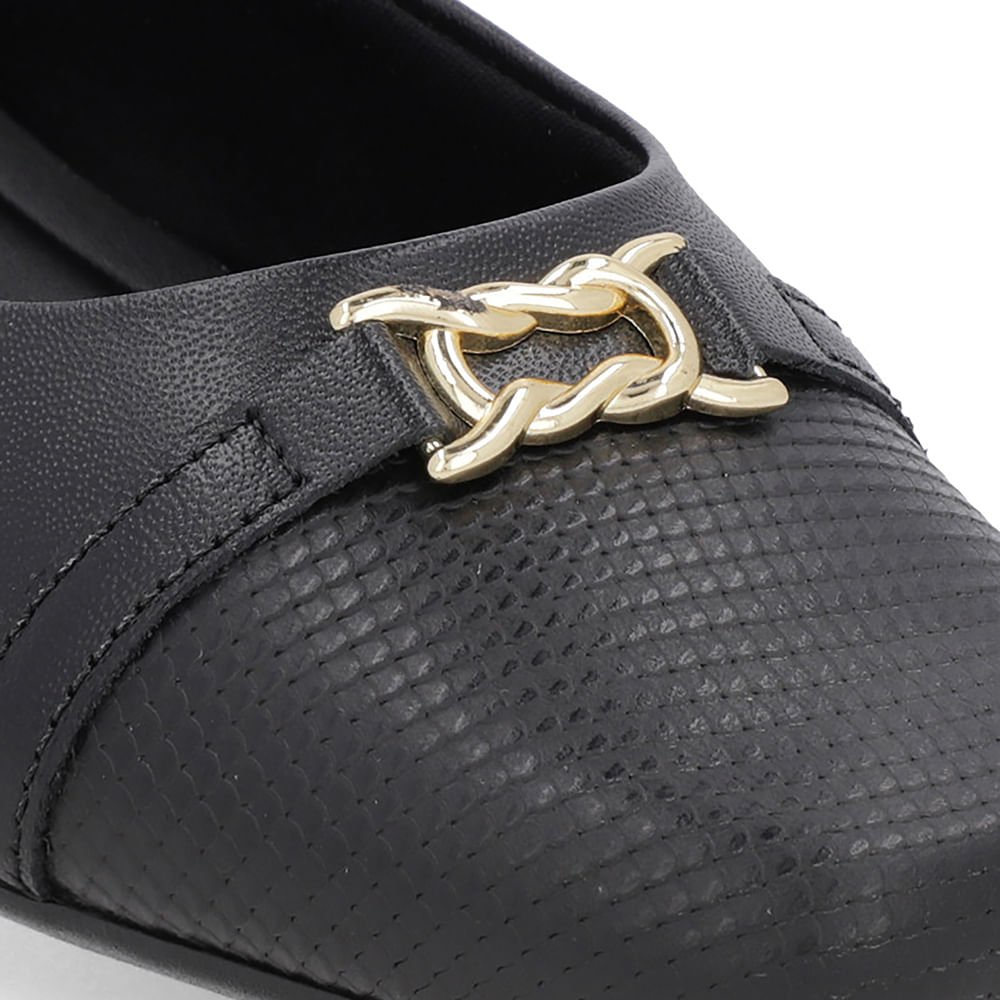 Sapatilha Preta Couro Bico Preto Preto 4