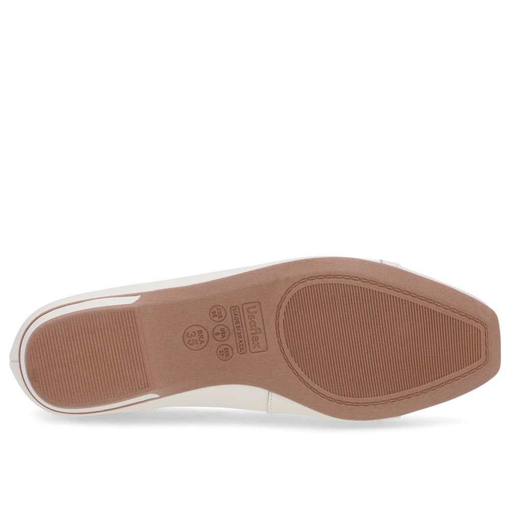 Sapatilha Branca Marfim Couro Bico Branca Marfim Branco 5