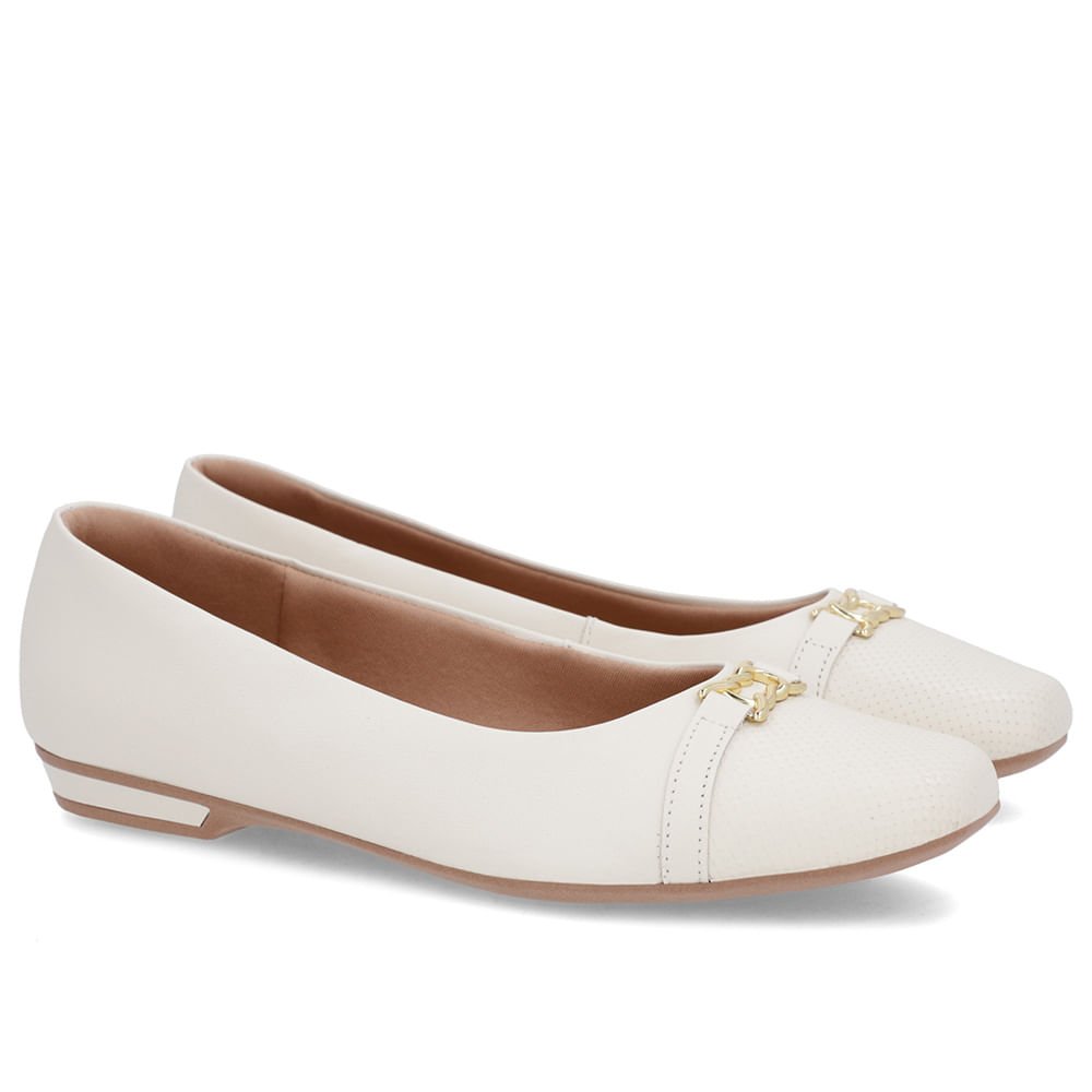 Sapatilha Branca Marfim Couro Bico Branca Marfim Branco 2