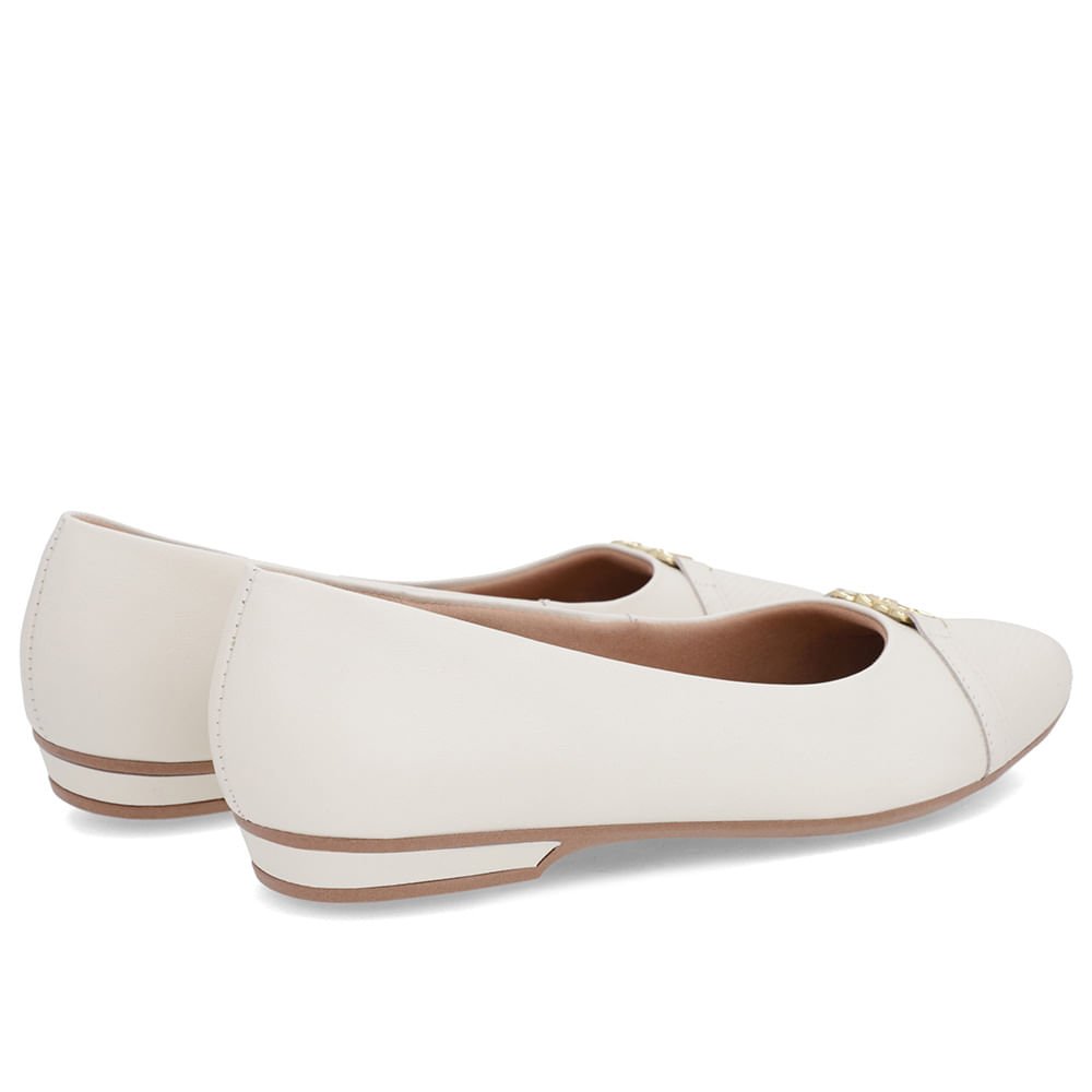 Sapatilha Branca Marfim Couro Bico Branca Marfim Branco 3