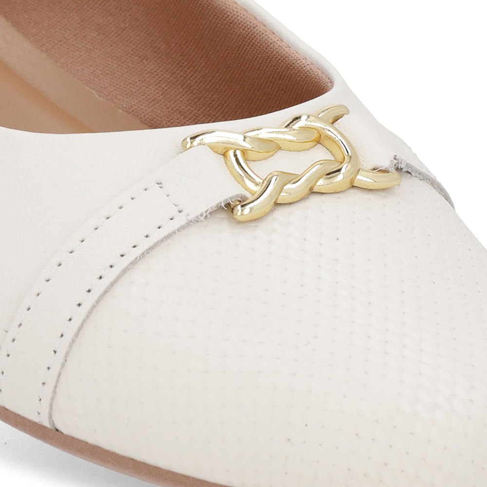 Sapatilha Branca Marfim Couro Bico Branca Marfim Branco 4