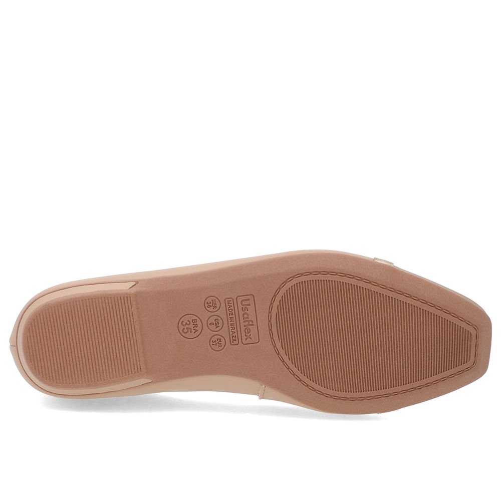 Sapatilha Bege Couro Bico Dourada Bege 5