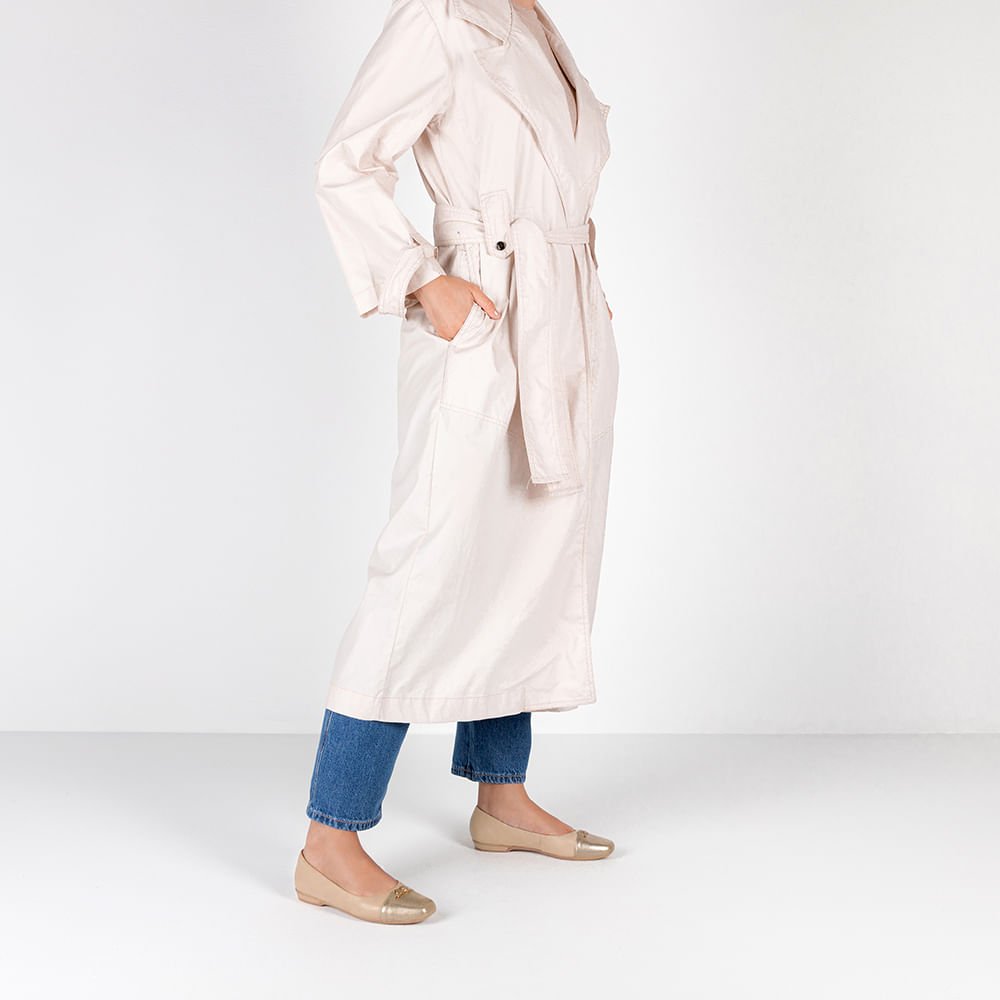 Sapatilha Bege Couro Bico Dourada Bege 4