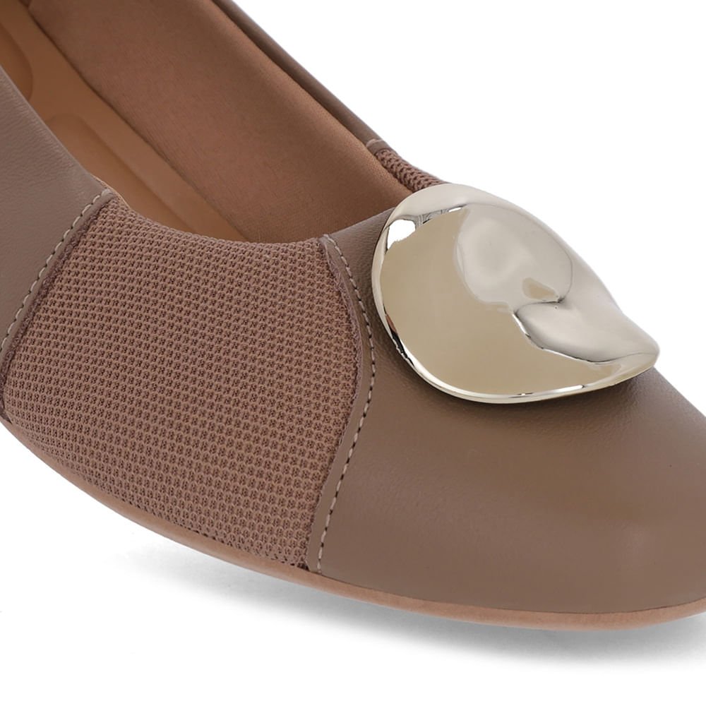 Sapatilha Marrom Couro Lateral Tecido Marrom 4