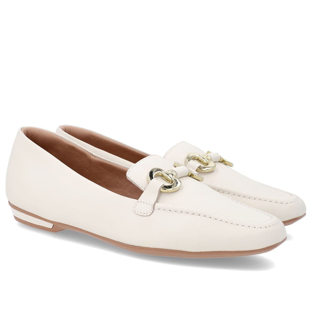 Loafer Branco Marfim Couro Bridão Branco 3