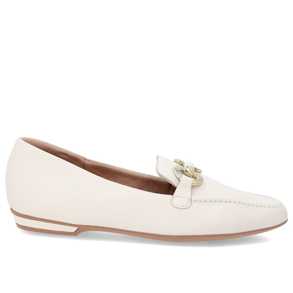 Loafer Branco Marfim Couro Bridão