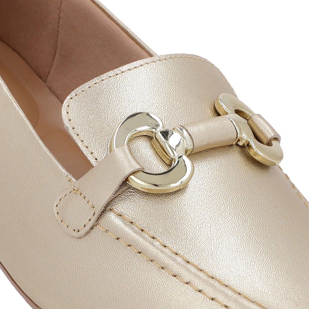 Loafer Dourado Couro Bridão Dourado 4