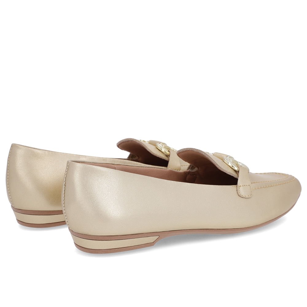 Loafer Dourado Couro Bridão Dourado 3