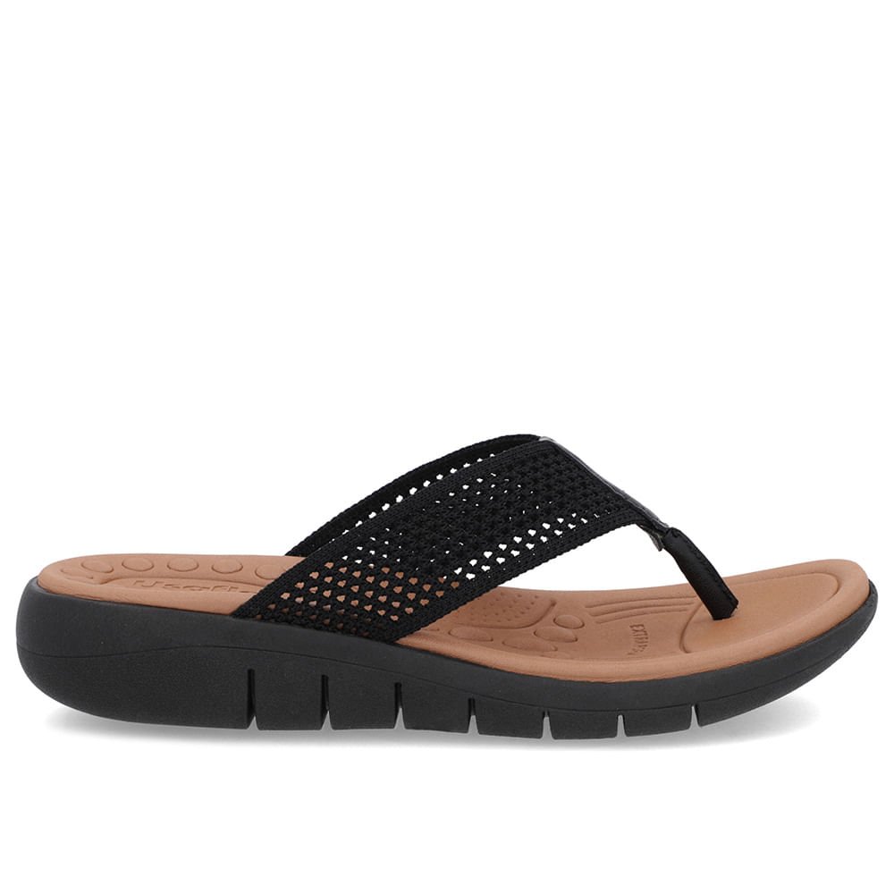 Chinelo Salto Rasteiro Tricot Preto