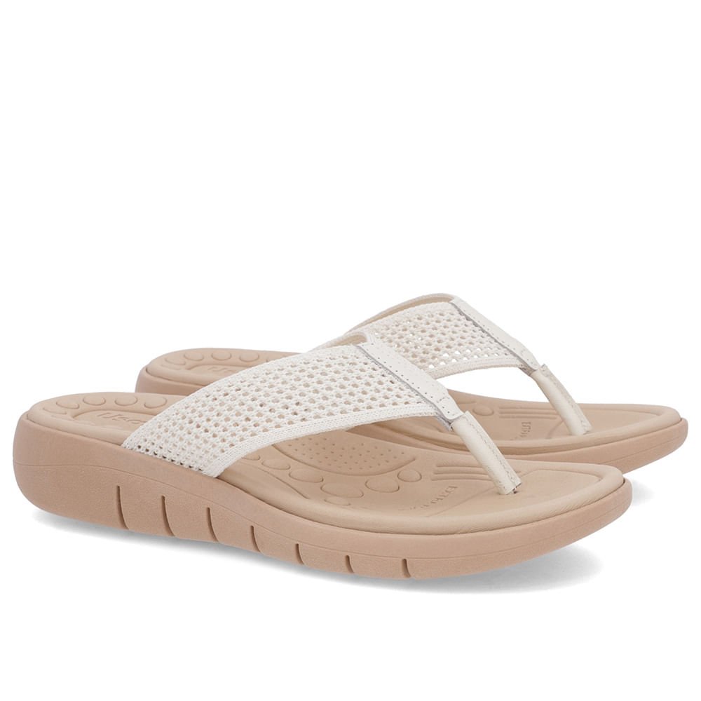 Chinelo Salto Rasteiro Tricot Branco Marfim Branco 2