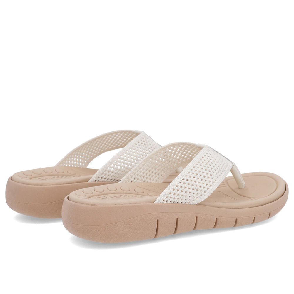 Chinelo Salto Rasteiro Tricot Branco Marfim Branco 3