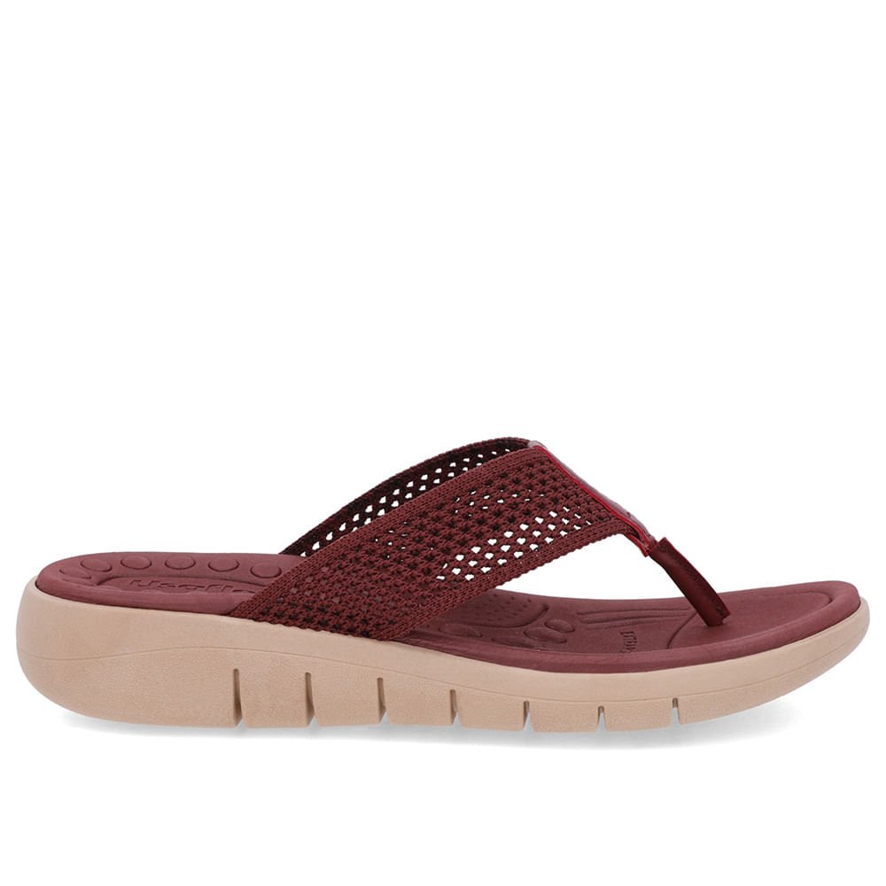 Chinelo Salto Rasteiro Tricot Vermelho