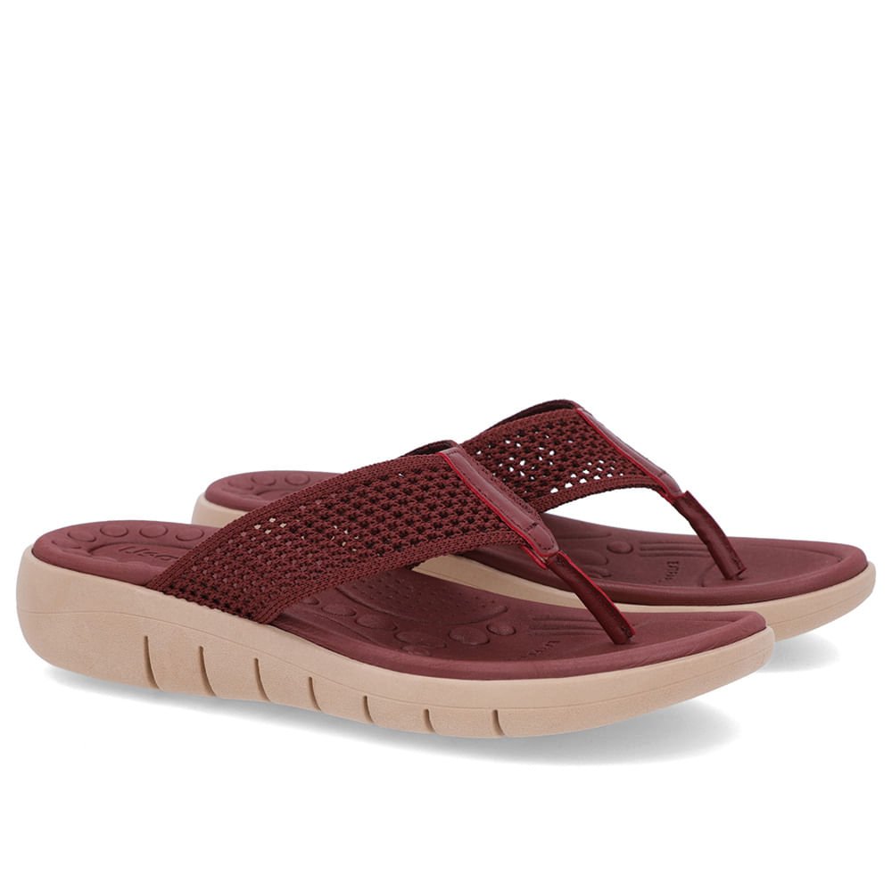 Chinelo Salto Rasteiro Tricot Vermelho Vermelho 2