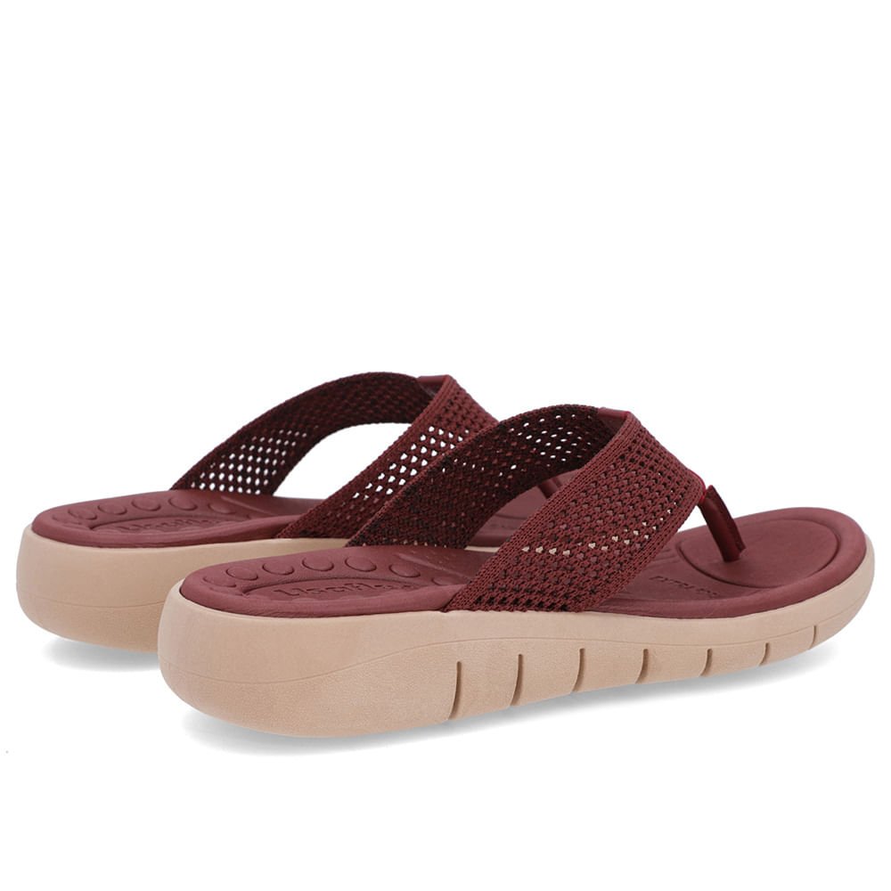 Chinelo Salto Rasteiro Tricot Vermelho Vermelho 3