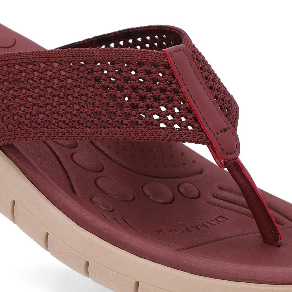 Chinelo Salto Rasteiro Tricot Vermelho Vermelho 4