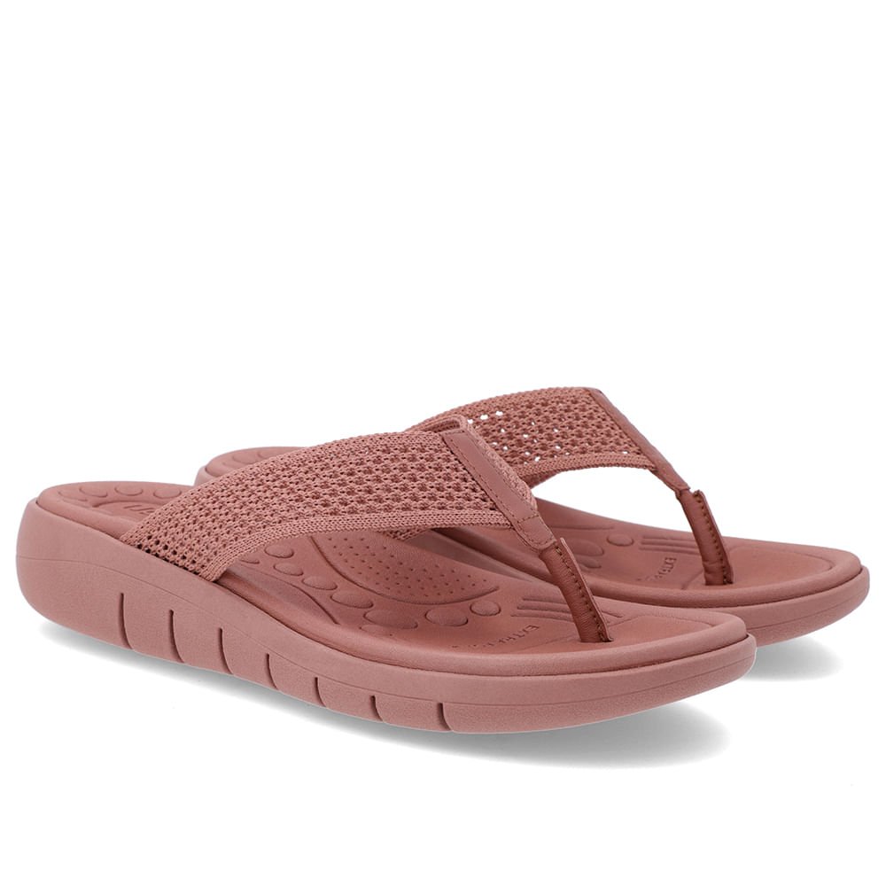 Chinelo Salto Rasteiro Tricot Rosa Rosa 2