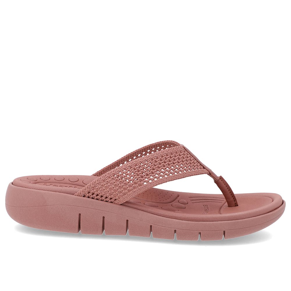 Chinelo Salto Rasteiro Tricot Rosa