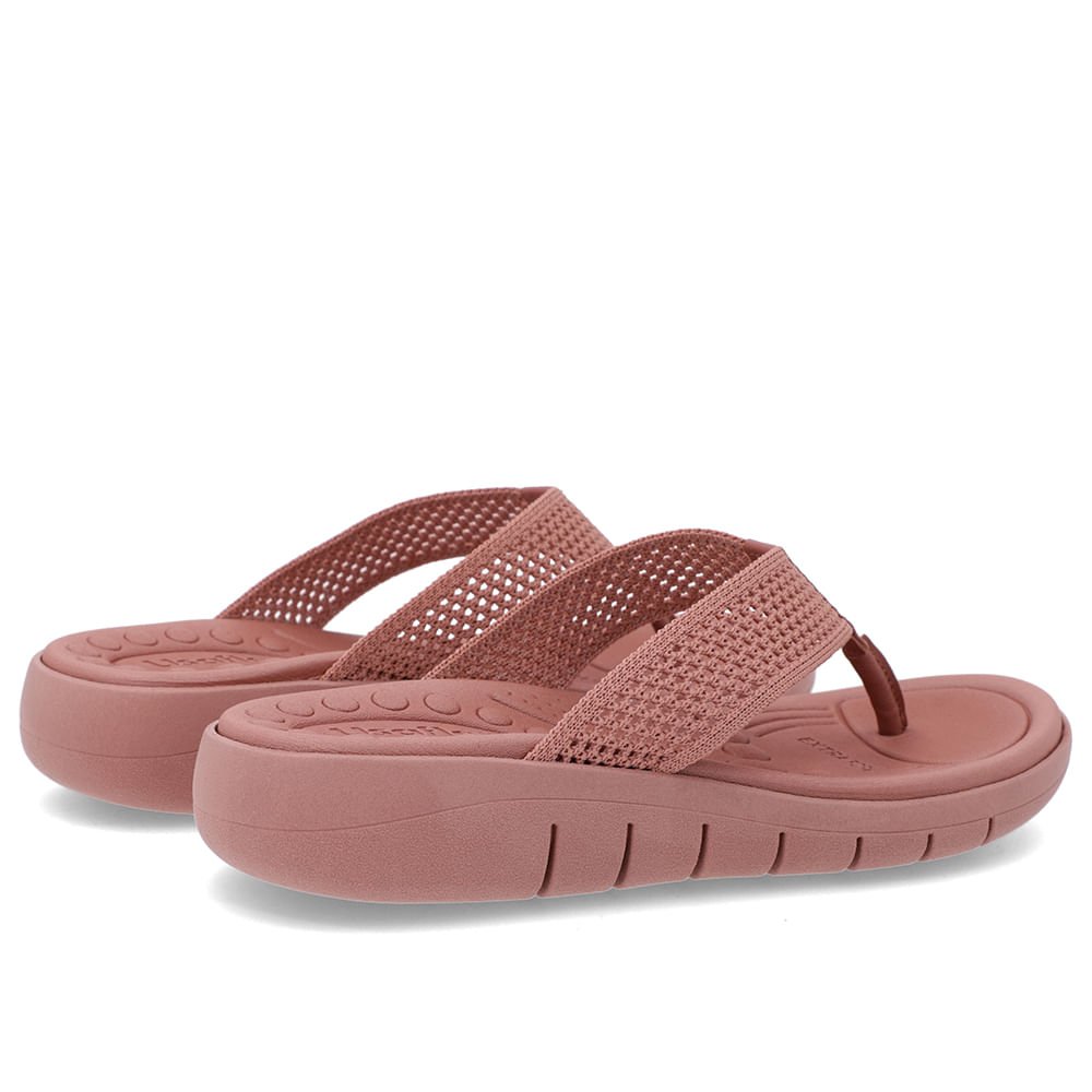 Chinelo Salto Rasteiro Tricot Rosa Rosa 3