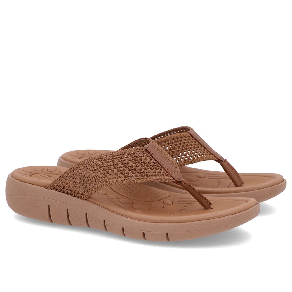 Chinelo Salto Rasteiro Tricot Marrom Marrom 2