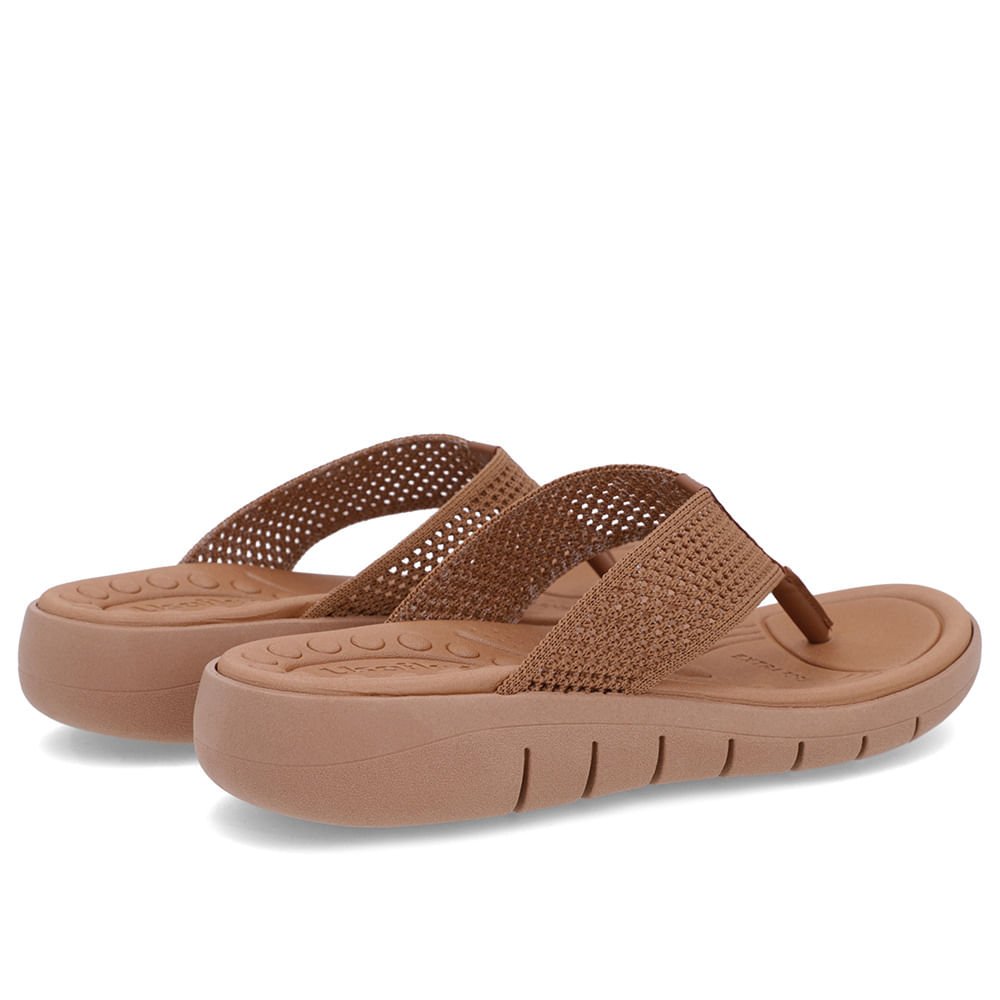 Chinelo Salto Rasteiro Tricot Marrom Marrom 3