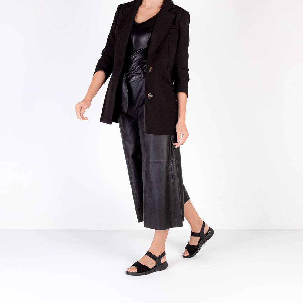 Sandália Tricot Preta Tira Elástico Preto 4