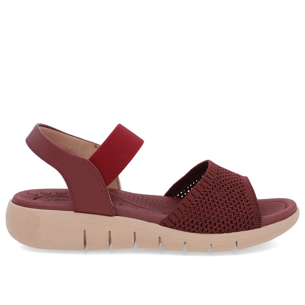 Sandália Tricot Vermelha Tira Elástico