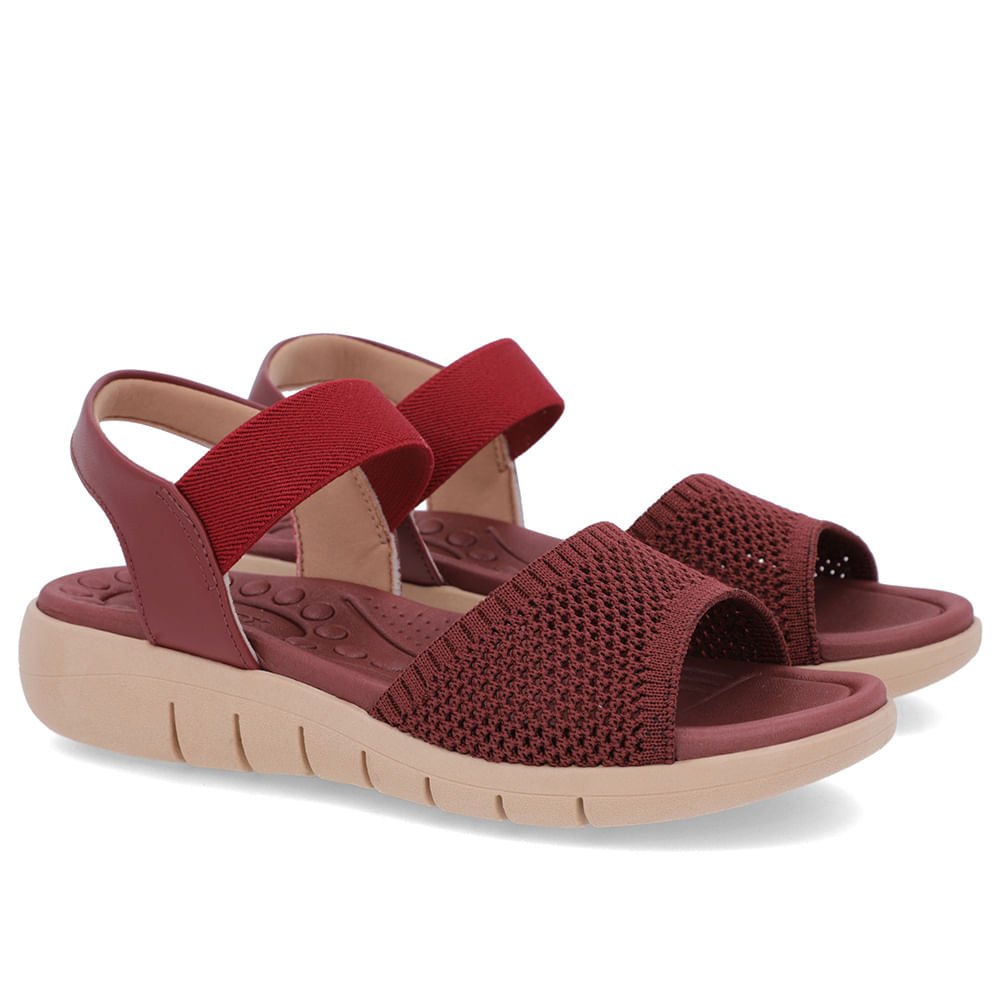 Sandália Tricot Vermelha Tira Elástico Vermelho 2