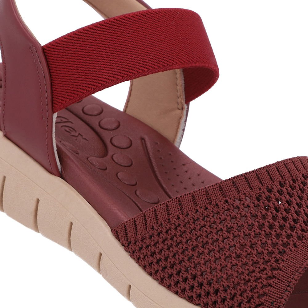 Sandália Tricot Vermelha Tira Elástico Vermelho 4