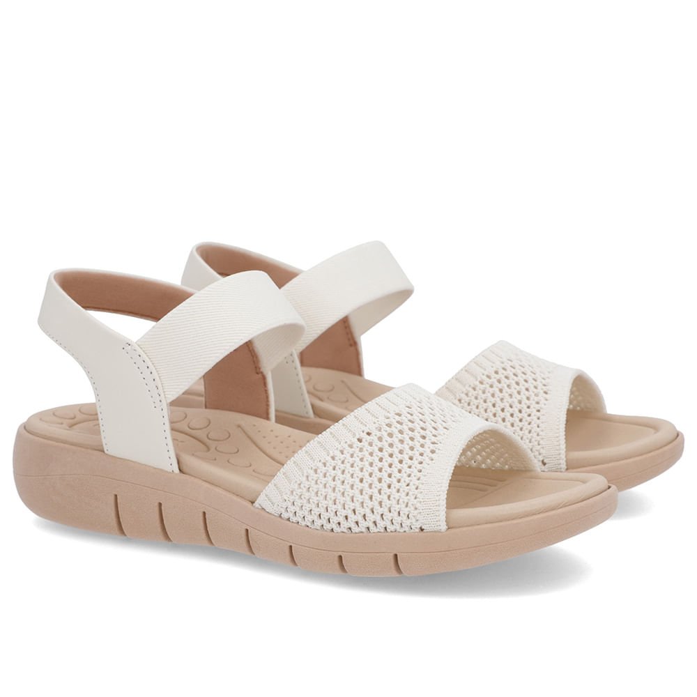 Sandália Tricot Branca Marfim Tira Elástico Branco 2