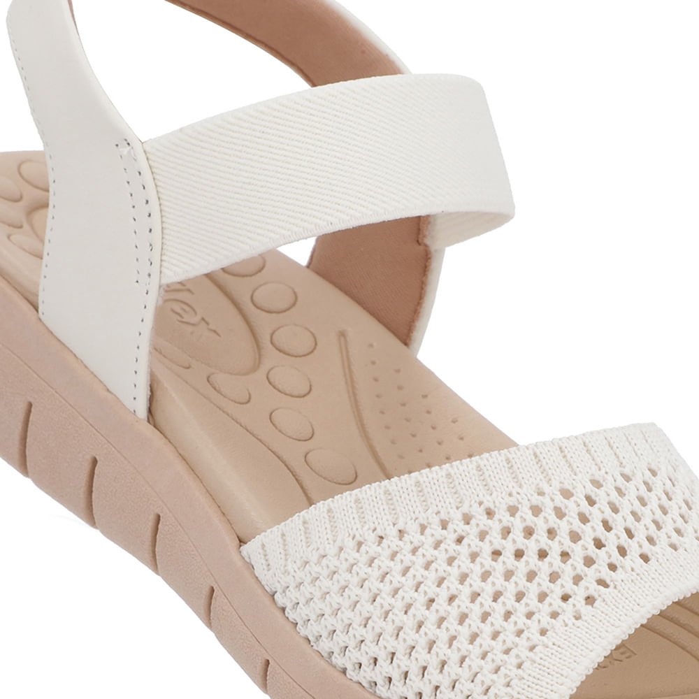 Sandália Tricot Branca Marfim Tira Elástico Branco 4