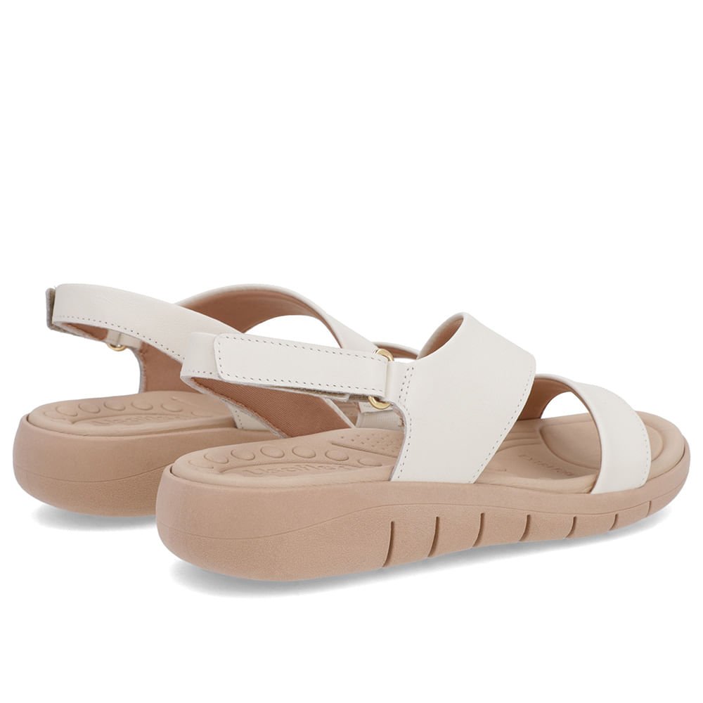 Sandália Couro Branca Marfim Tira Fecho-Flex Branco 3