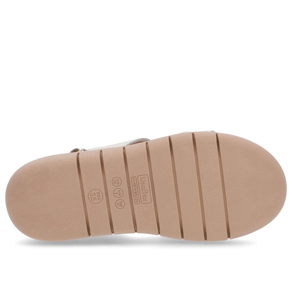 Sandália Couro Branca Marfim Tira Fecho-Flex Branco 5