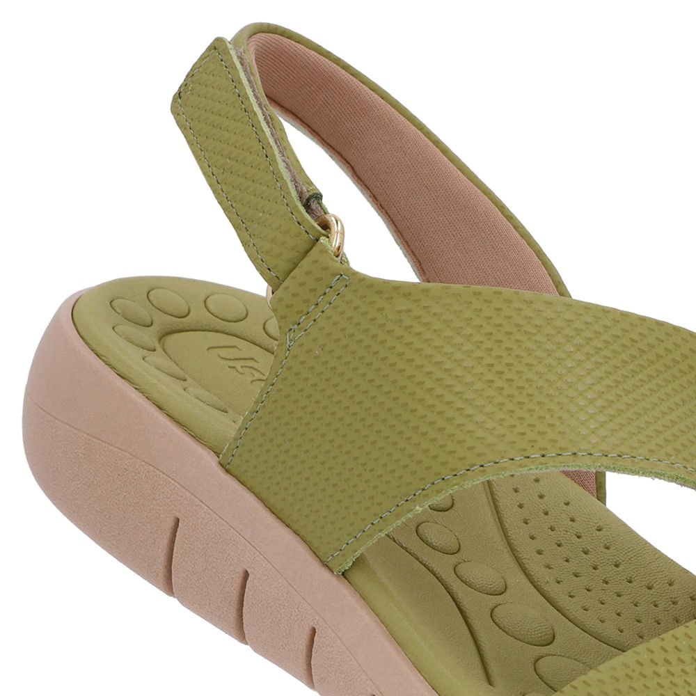 Sandália Couro Verde Tira Fecho-Flex Verde 4