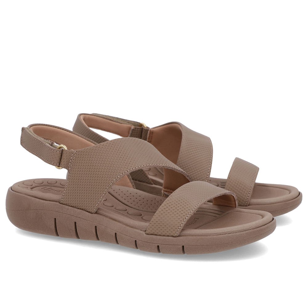 Sandália Couro Marrom Claro Tira Fecho-Flex Marrom 2