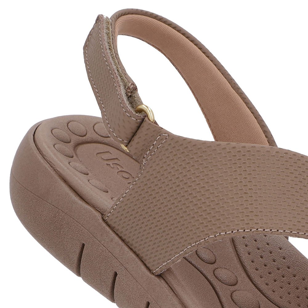 Sandália Couro Marrom Claro Tira Fecho-Flex Marrom 4