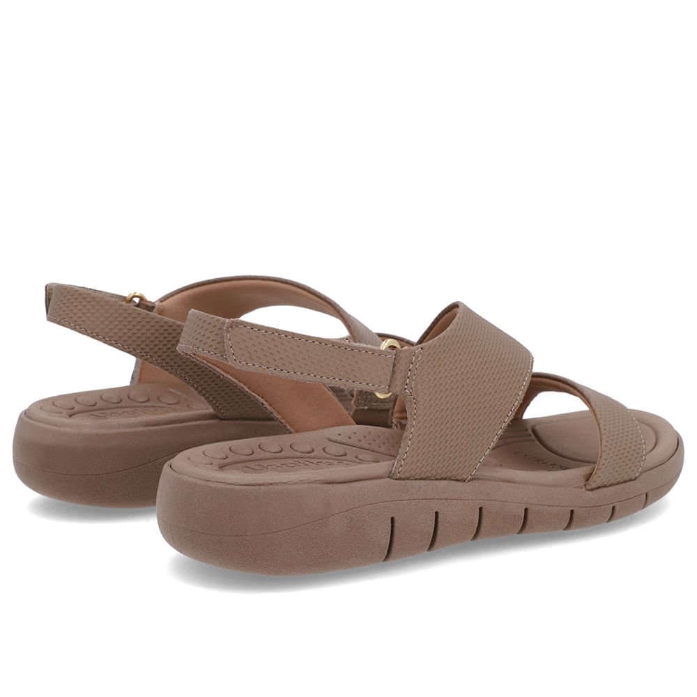 Sandália Couro Marrom Claro Tira Fecho-Flex Marrom 3