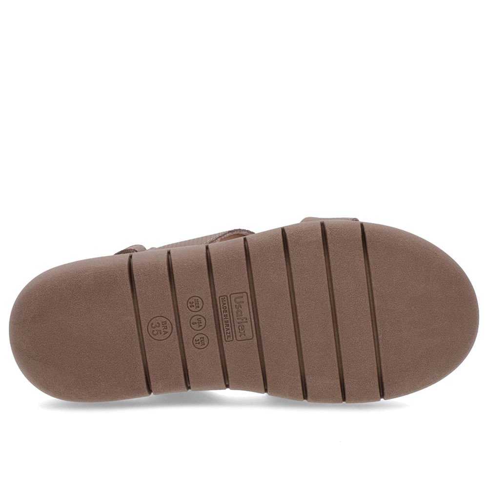 Sandália Couro Marrom Claro Tira Fecho-Flex Marrom 5